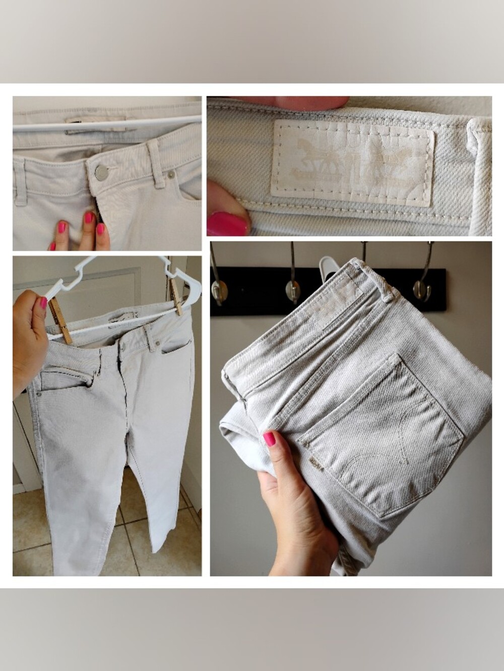 Levi's Ivory white stretch boyfriend fitted jeans